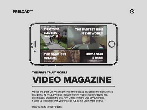 BetaList's tweet photo. PRELOAD: Watch the best new videos from the web without internet http://t.co/cT549jF8eP http://t.co/C7c1AkPeLY
