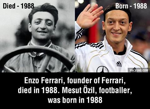 GiveMeSport - Enzo Ferrari: Died - 1988. Mesut Ozil: Born - 1988