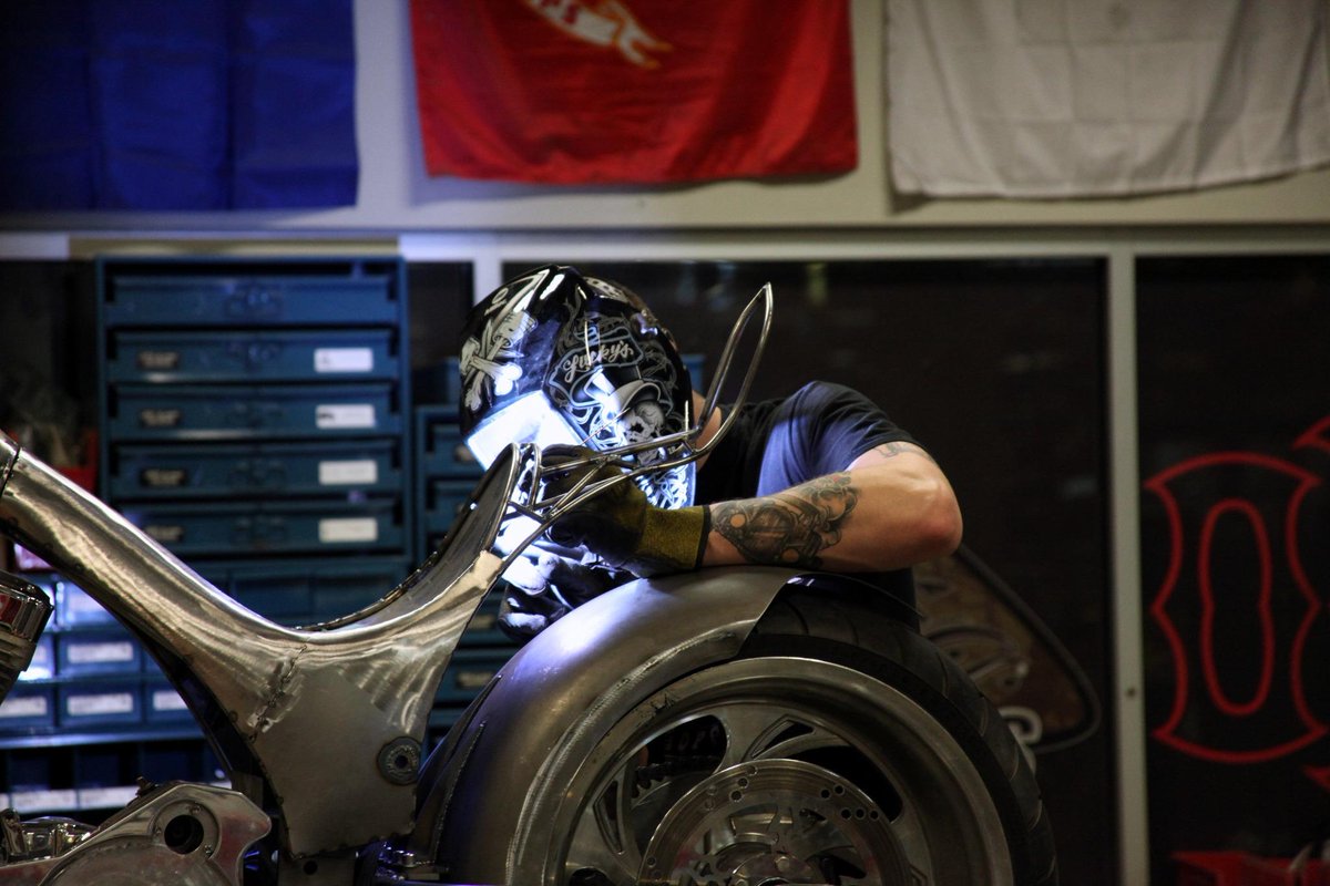 OCChoppers's tweet photo. Bending metal and building bikes. It's the OCC way! #madeintheusa #handmade #customchoppers #occ #weilding #metalwork http://t.co/37mqrubLqL