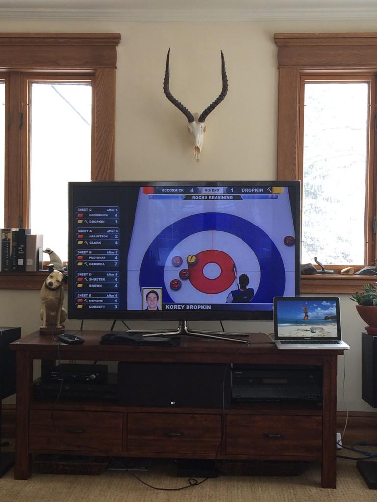 TeamDMcCormick's tweet photo. Breakfast at the casa and watching @12thEndSports #curling #teamtime  #2015Nats http://t.co/nOqjHPf4xF
