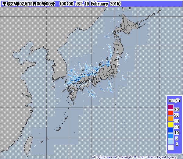 hepomodeler's tweet image. Midnight. Northern side of west mainlands having precip, snow and rains. #japan #winterpattern