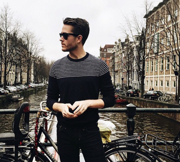 nautica's tweet photo. Blogger Adam Gallagher @IamGALLA styles in our stripe crew-neck sweater! Shop the look here: http://t.co/fmsX7KrR8r http://t.co/e5070mD3DI