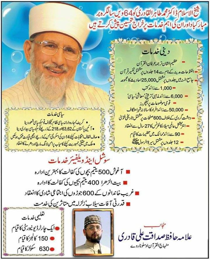 Happy Birthday 2 my beloved Dr Muhammad Tahir ul Qadri    