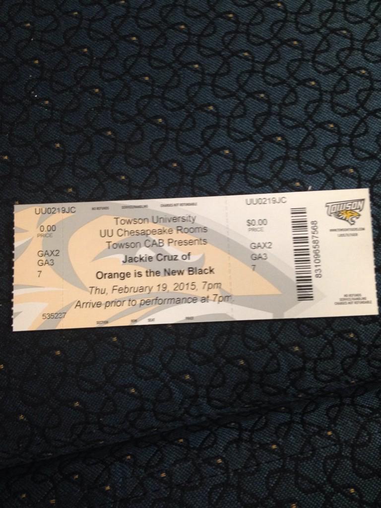 amygdaling's tweet image. Looking forward to seeing Jackie Cruz tomorrow! #OITNB #harmonyoflife @TowsonCAB