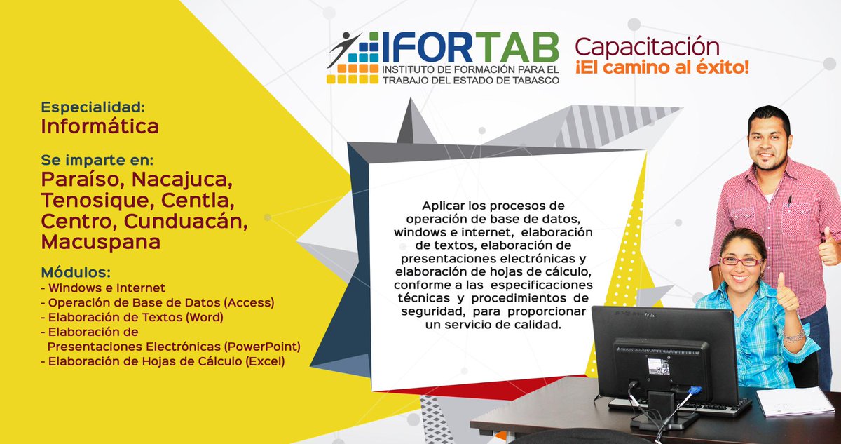 Capacítate con nosotros en el #IFORTAB en la especialidad de #Informática #QueNoSeTePase #Tabasco <a href="/LesviaLeon/">Lesvia León </a>