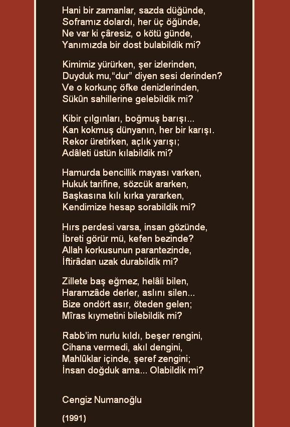 Cengiz Numanoğlu on Twitter: "İNSAN DOĞDUK AMA OLABİLDİK Mİ? (şiir