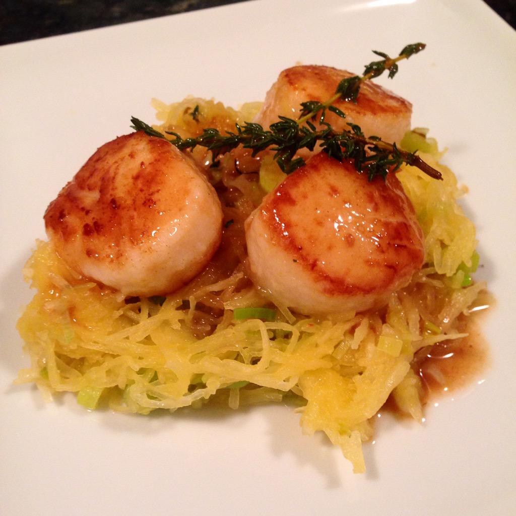 H2CONCEPTS's tweet photo. Yum! RT @TheFoodieTeach: My #recipe for these beautiful seared #scallops w/spaghetti squash! http://t.co/T5AeMbW4Ni  http://t.co/hM3KQQAtAZ