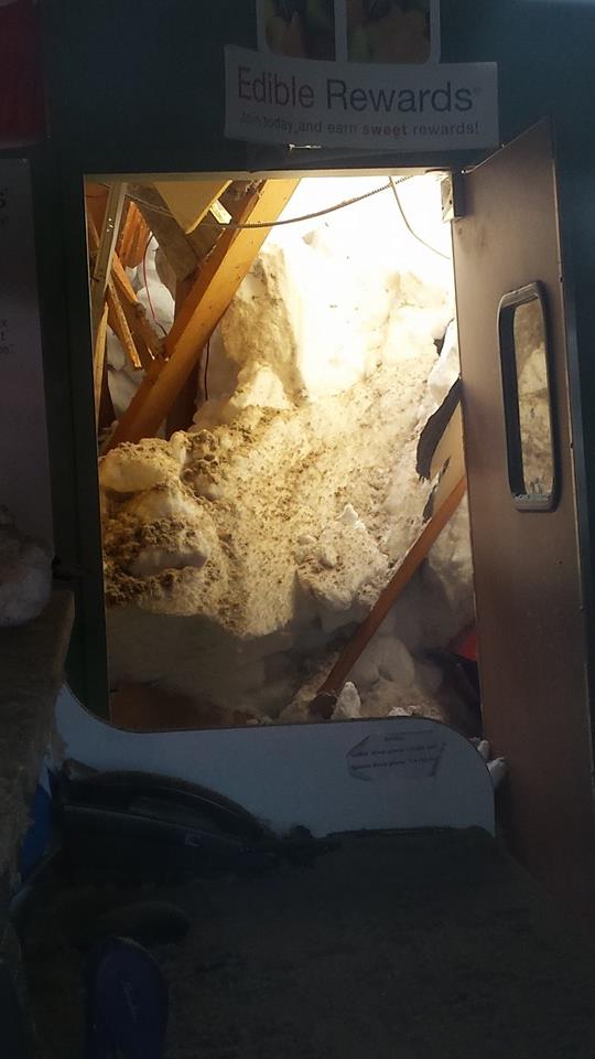 PetesWire's tweet photo. BREAKING: #Sutton FD photos show inside the building that suffered a roof collapse caught on video by WBZ's skyeye. http://t.co/tDOdFxli1H