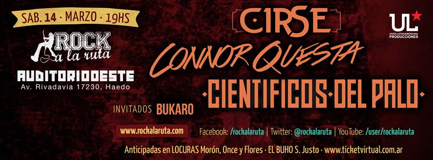 BukaroTrio's tweet photo. Ya tenés tu entrada para ver a @BukaroTrio @CientificosPalo @ConnorQuesta y @cirsemusic en el @AudiOeste ? http://t.co/eZvXPiI9VC