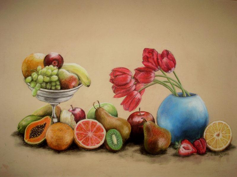 LyHandmadeGifts's tweet photo. Fruit Plate 2 - Original dry pastel painting http://t.co/PtEMsaQ5l1