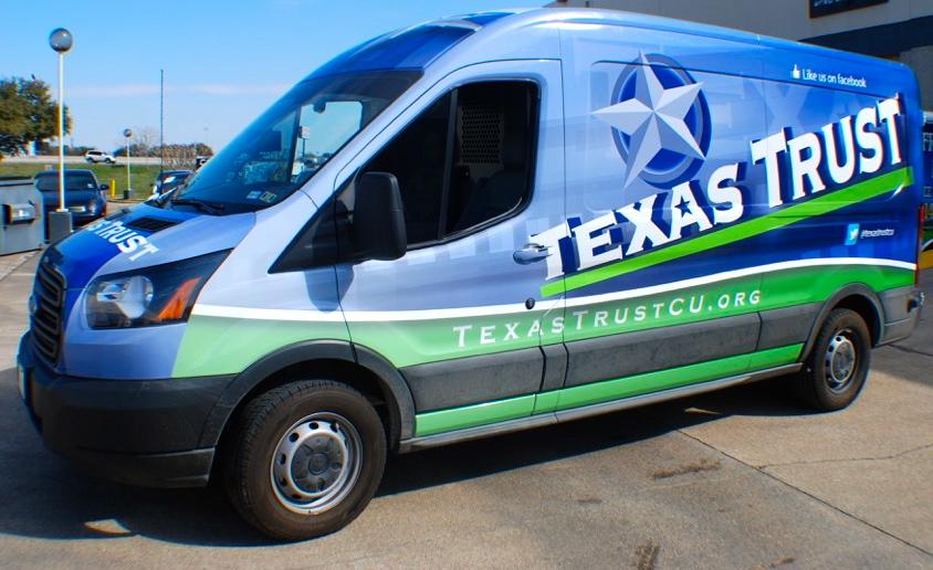 SpeedProFW's tweet image. That's a WRAP! Awesome new van wrap for @TexasTrustCU by Speedpro Imaging of Fort Worth!