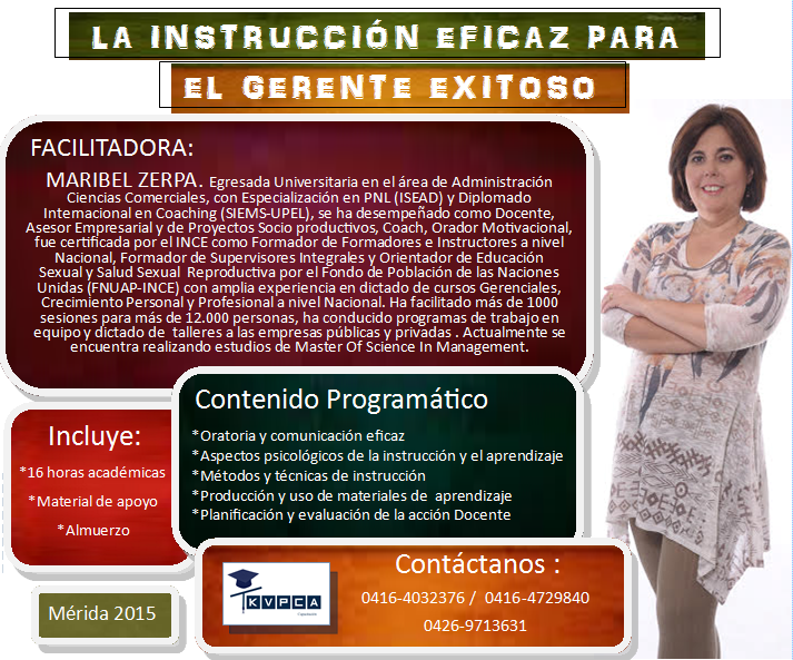 yohhant's tweet photo. "@tkvpca: La coach @zerpamari nos enseñara el Taller "La instrucción eficaz para el gerente exitoso". Cupos limitados http://t.co/PKnVcDld3C