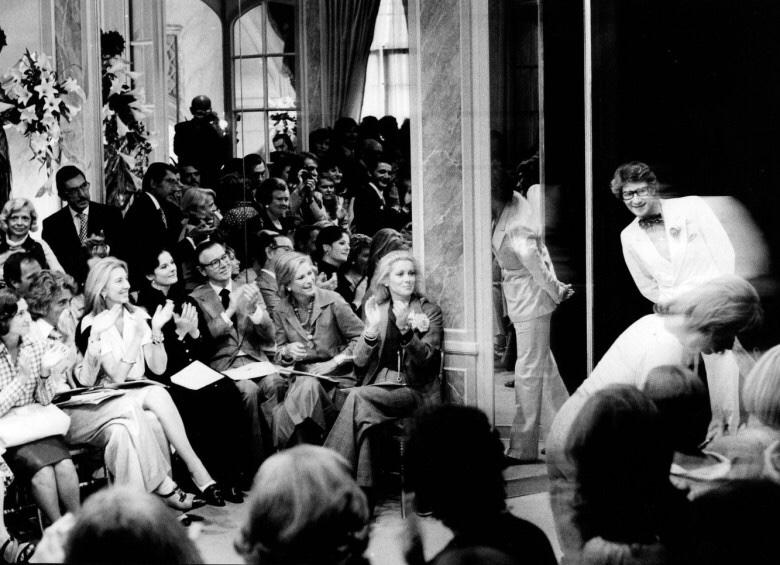 impossiblecool's tweet photo. Yves on the runway and Catherine Deneuve in the crowd, Paris. #ICStyles http://t.co/jjqMsmOFQB
