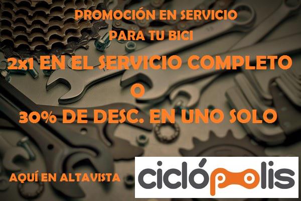 CiclopolisAlta's tweet photo. Promo en servicio para tu bici. @femeci @zonaciclista @CoyotesBike @mujeresenbici @triatlonmex @FedMexTriatlon http://t.co/Xzo19ksIbX