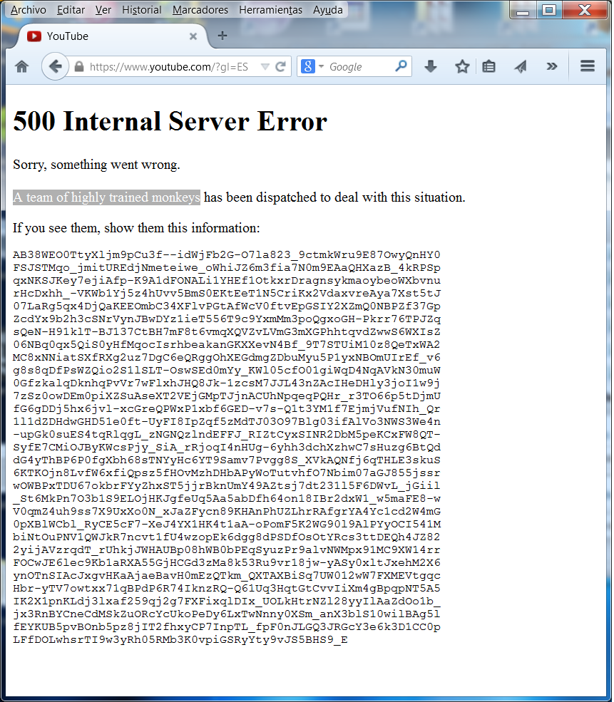 bestu79's tweet photo. Si nunca pensabas que lo verias, aqui tienes lo que pasa cuando falla YouTube, y "su equipo de monos".
:) http://t.co/0PspaecpCM