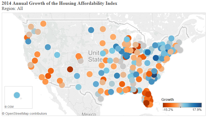 NAR_Research's tweet photo. This interactive infographic shows the housing affordability index over the year of 2014. http://t.co/LjWuDPdA97 http://t.co/VoQoISmZxO