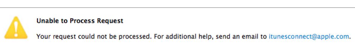 BenSS's tweet image. Tried to submit a support request for the iTunes Connect error and got … another error! #badsoftware