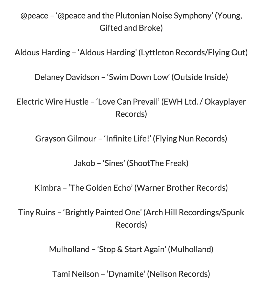 Huge congrats to all of the 2015 <a href="/IndiesNZ/">Independent Music NZ</a> Taite Music Prize Finalists! So many amazing albums indies.co.nz/imnz/taite-mus…
