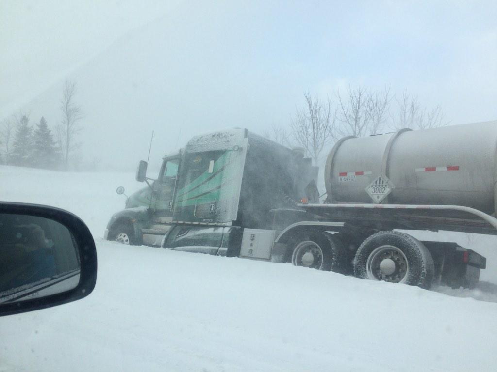 PatrickWWMT's tweet photo. Semi slide off on 94 westbound. http://t.co/IRBTtHt2PS