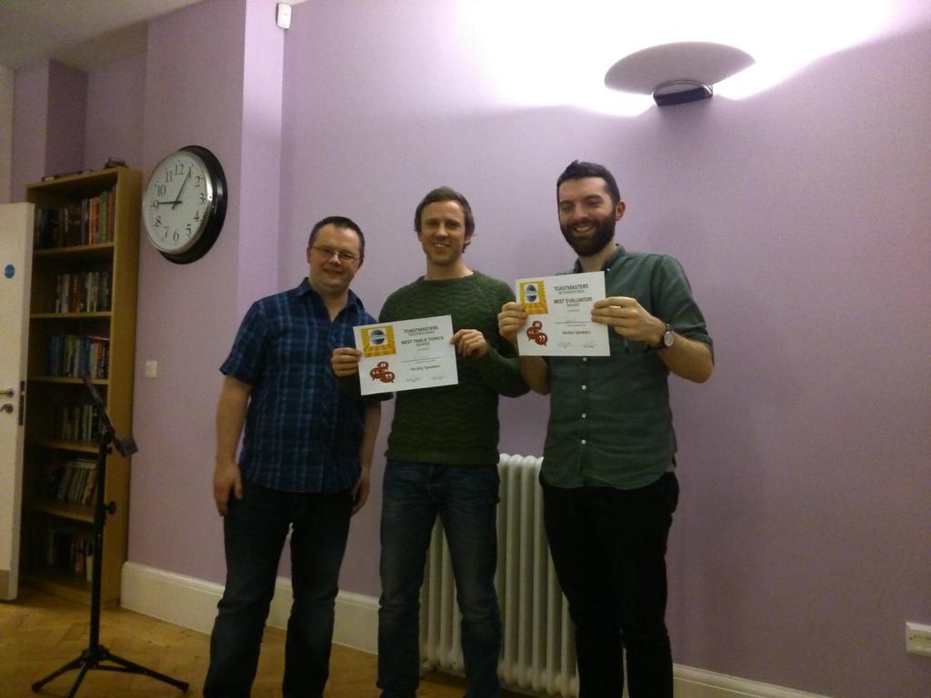 The amazing Table Topics and Evaluator winners tonight <a href="/SocietySpeakers/">Society Speakers</a> <a href="/Toastmasters/">Toastmasters</a> club <a href="/FitzroviaCentre/">Fitzrovia Community Centre</a>