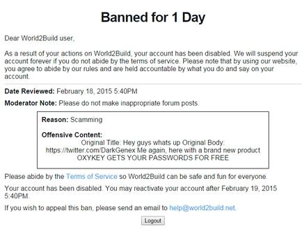 Darkgenex On Twitter Even The World2build Ban Screen Is Directly