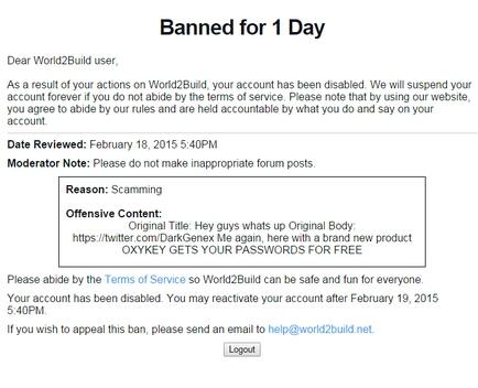 DarkGenex on X: “EVEN THE WORLD2BUILD BAN SCREEN IS DIRECTLY 