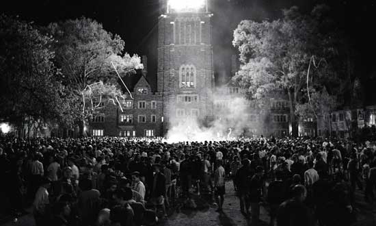 DukeU's tweet photo. A Fiery Tradition: @DukeStudents And UNC Bonfires http://t.co/JuRO8XWlZi via @dukelibraries http://t.co/0GAOSeXa4t