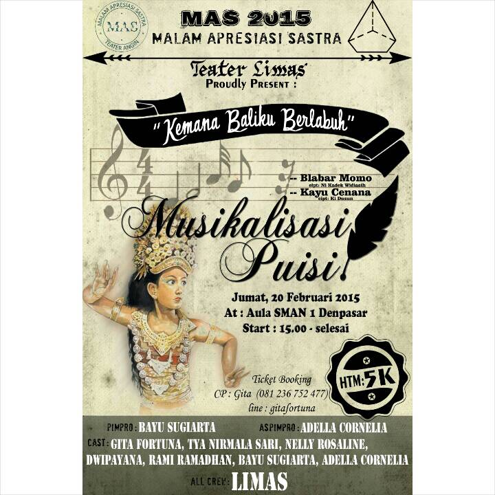 We proudly presents. Jangan lupa saksikan ya teman" dalam MAS yg di adakan <a href="/TeaterAngin/">TEATER ANGIN SMANSA</a>. Salam ML (Muspus Limas)!!