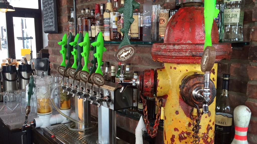 dogfishbeer's tweet photo. Super cool tap setup (and not just bc of all the shark taps &amp; the Randall!) at @the_rough_draft in Fenton, MI! http://t.co/Hdvr2Yo2pV