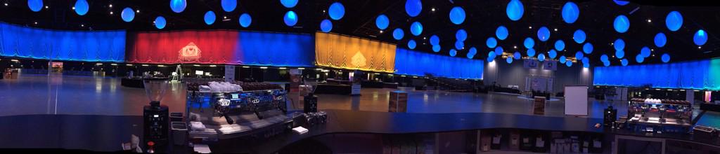 SpecialtyCoffee's tweet photo. A sneak peek inside the #USCoffeeChamps Arena. It's going to be one epic event! http://t.co/kiqI8Q3GXP