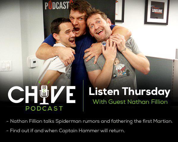 Reminder: Our podcast with the awesome <a href="/NathanFillion/">Nathan Fillion</a> launches around midnight right here: podcastone.com/Chive-Podcast