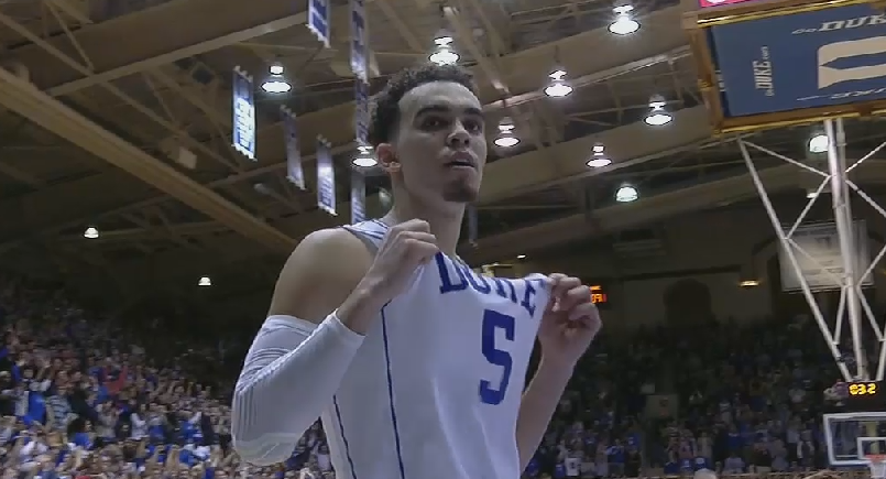 SportsCenter's tweet photo. What a game! Duke beats UNC in instant classic, 92-90.
Tyus Jones and Jahlil Okafor lead Blue Devils in comeback win. http://t.co/8XLsae6N7y