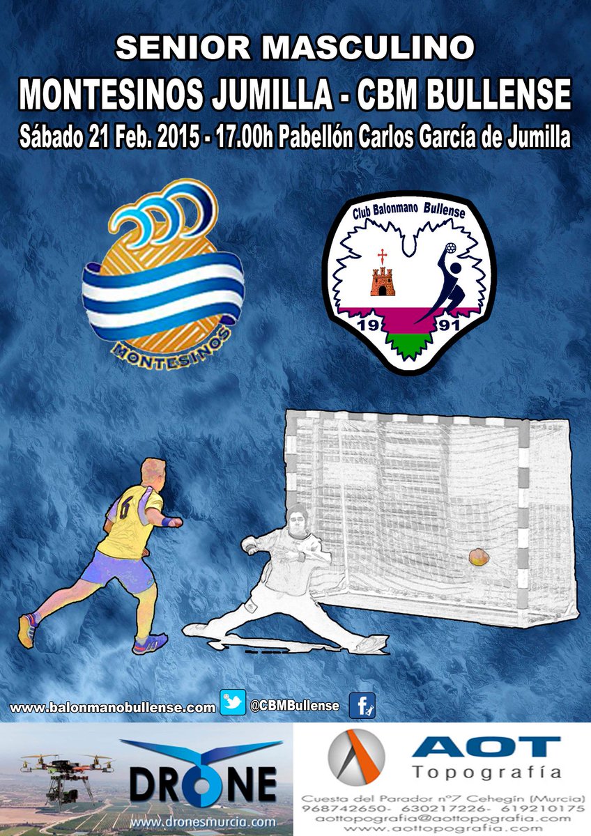 Senior Masculino | J17 | Sábado 21 | 17.00h | Pabellón Carlos García de #Jumilla
<a href="/BmJumilla/">Balonmano Jumilla</a> - <a href="/CBMBullense/">Club Balonmano Bullense</a>