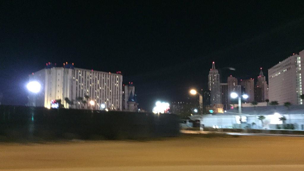 Rebeksy's tweet photo. The @ExcaliburVegas and @NYNYVegas dark for Tark! #DimLights4Tark @DimLights4Tark #unlvmbb #RIPCoachTark http://t.co/fy5r3PNziD