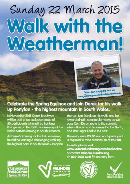 DerekTheWeather's tweet photo. 50 have signed up for my charity walk up PenyFan on March 22 for @Velindre. I'm sure we can squeeze in a few more :) http://t.co/pGldwH6QWn