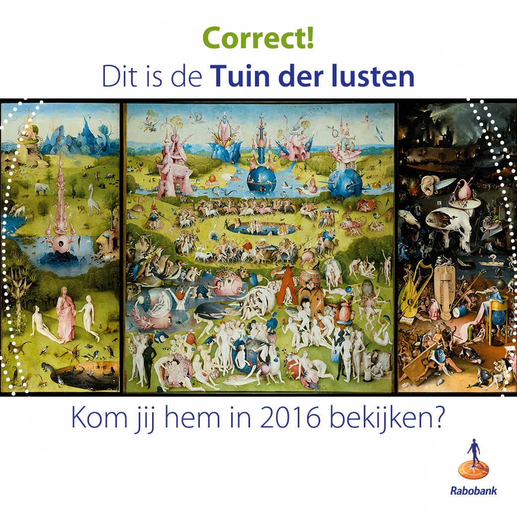 SpringTessa's tweet image. Welke van onderstaande schilderijen is de &apos;Tuin der Lusten&apos; is? Klik er op om te zien of je het goed hebt! #JBosch500