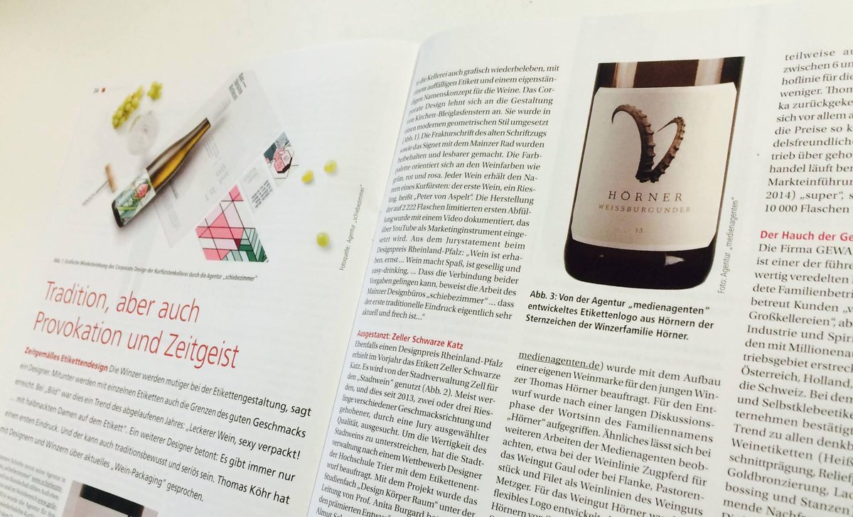 Das deutsche Weinmagazin über Etikettendesign und unser Hörner-Projekt. 
Mehr: bit.ly/1CNeBiG #agentendesign