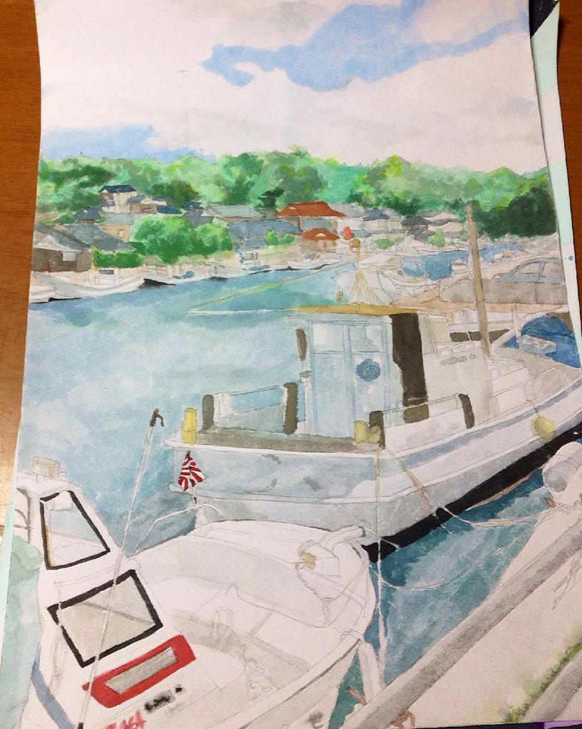 iiikaaaaaa's tweet photo. 授業で風景画描いてきました
画用紙が安物すぎてムラが… http://t.co/wsNl599mqV