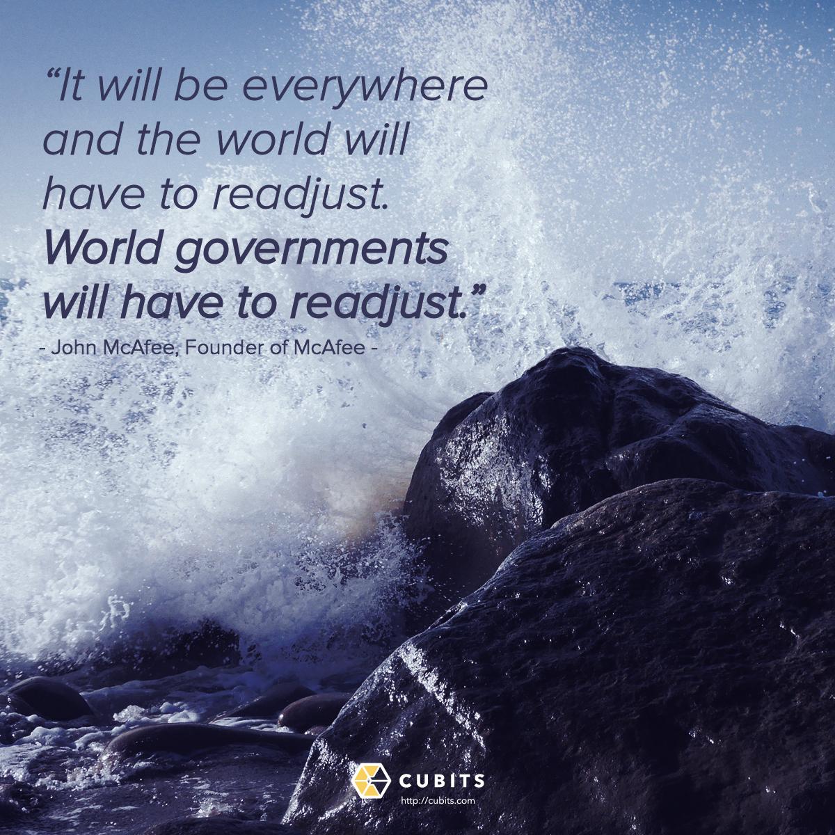 CubitsHQ's tweet photo. He's in rough water, but @mcafeetogo knows the world's gone digital. Will your wallet? #BitcoinThoughts #bitcoin http://t.co/Ep4lTwq1B3