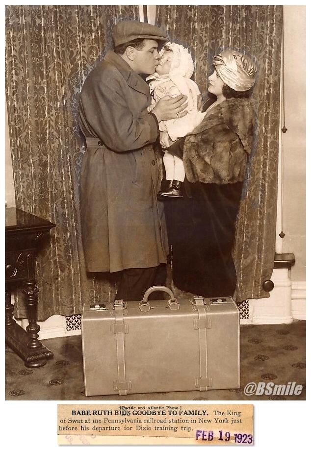 BSmile's tweet photo. Babe Ruth Kisses His Family Goodbye, He’s Off To Spring Training! (92 Yrs Ago Today In NYC - February 19, 1923) #NYY http://t.co/BAIPT3PYNs