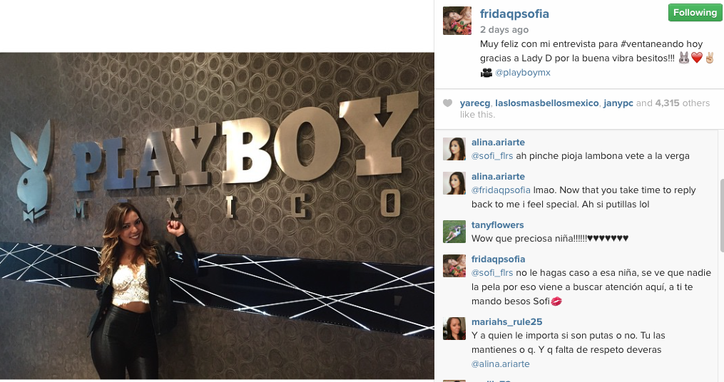 grosbygroup's tweet photo. @fridaqpsofia atiende a haters en instagram! La sexy hija de @Al3jandraGuzman no se queda callada! #GrosbyNews http://t.co/yaj8EwEyLg