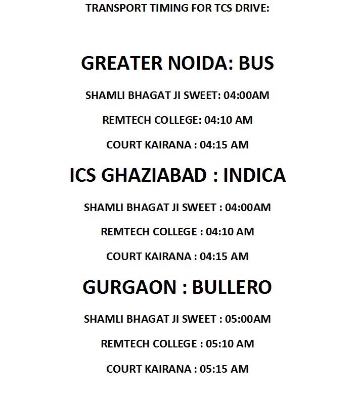 placementremtec's tweet image. TCS TRANSPORT TRAVEL TIME