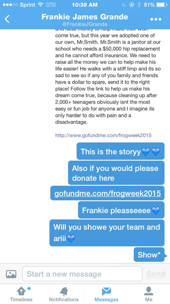 Hopefully they will respond💙😫 #GetEllenToSummit #FrogWeek2015 @Nashgrier @FrankieJGrande