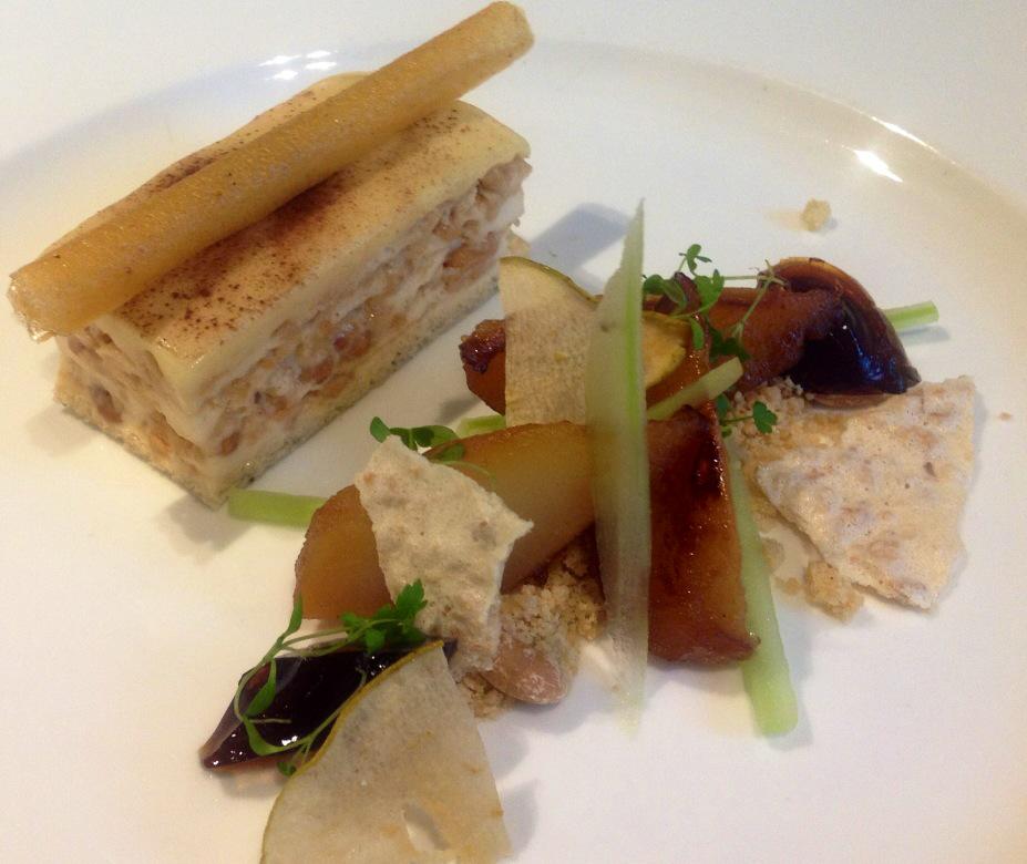 White chocolate and peanut parfait, pear, celery cane sugar and spiced rum jelly <a href="/PaulSs5/">Paul (pappa. p)</a> you da man! #wise1