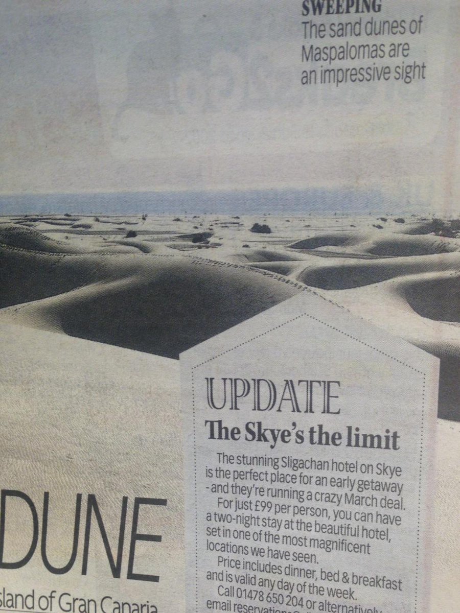 Lovely advertisement of our March deal in this weeks Sunday Mail travel section 👏