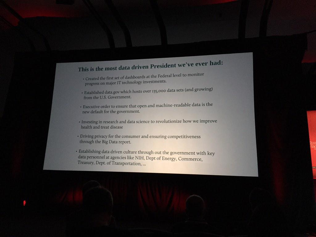JSHorwitz's tweet image. .@BarackObama thank you for being the first data driven president, ever. @dpatil #HadoopNext #strataconf