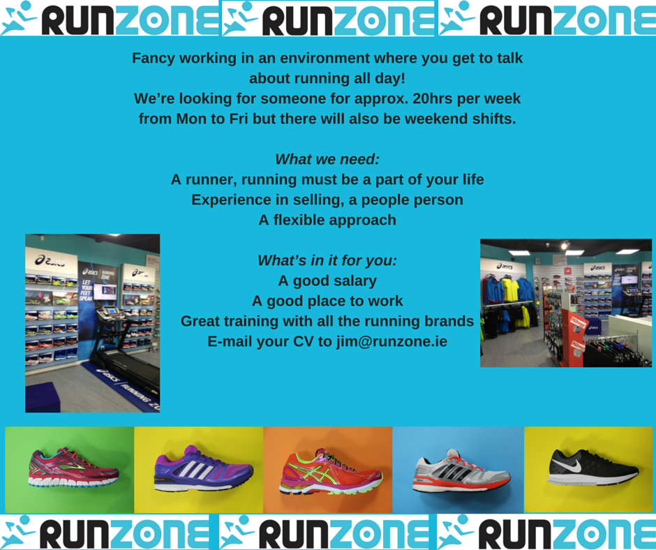 Runzone1's tweet photo. A great opportunity if you're mad into running we need a sales assist in Runzone CV to jim@runzone.ie #irishjobfairy http://t.co/q8Rhc97pf4