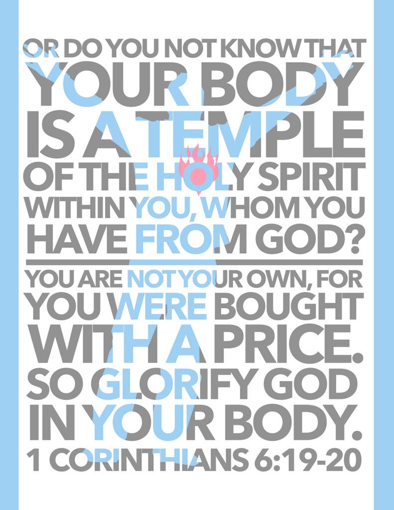 proverbs35trust's tweet image. ... Glorify God in your body. - 1 Corinthians 6:19-20 #bibleverse #1corinthians