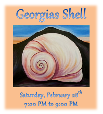 GEORGIAS SHELL- February 28, 2015  7:00 PM to 9:00 PM
#CapeCodArtBar #MashpeeCommons #ArtBar #PaintNight #PaintBar
