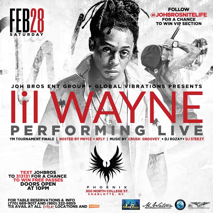 tafagunijyho's tweet photo. @paperchasemob LIL WAYNE COMES TO @CIAA2015. CHARLOTTE.770-689-9017 @JOHBROSNITELIFE http://t.co/n1vNeAzuzS